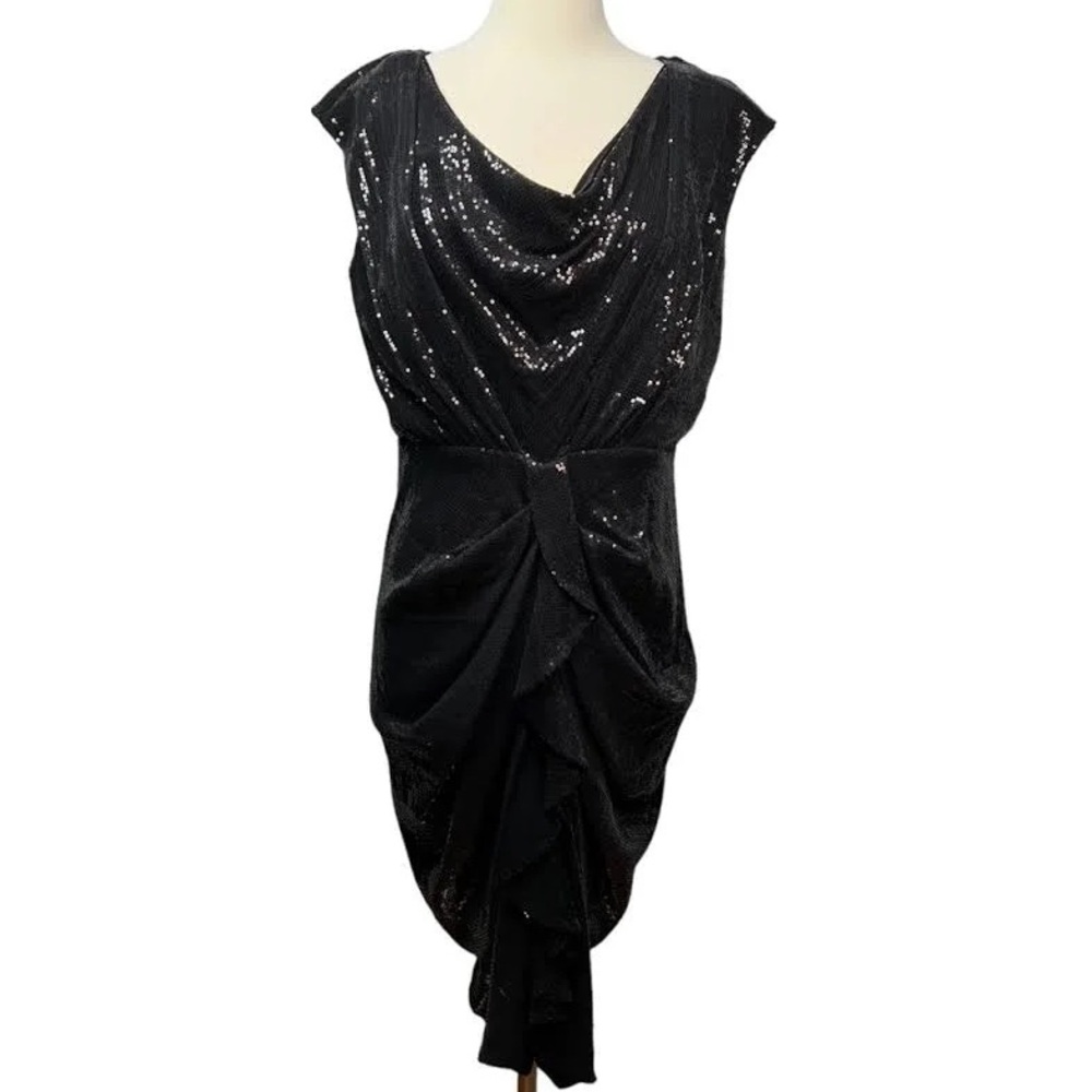 NWT Eva Franco Retro Style Black Sequin Flapper Era Dress